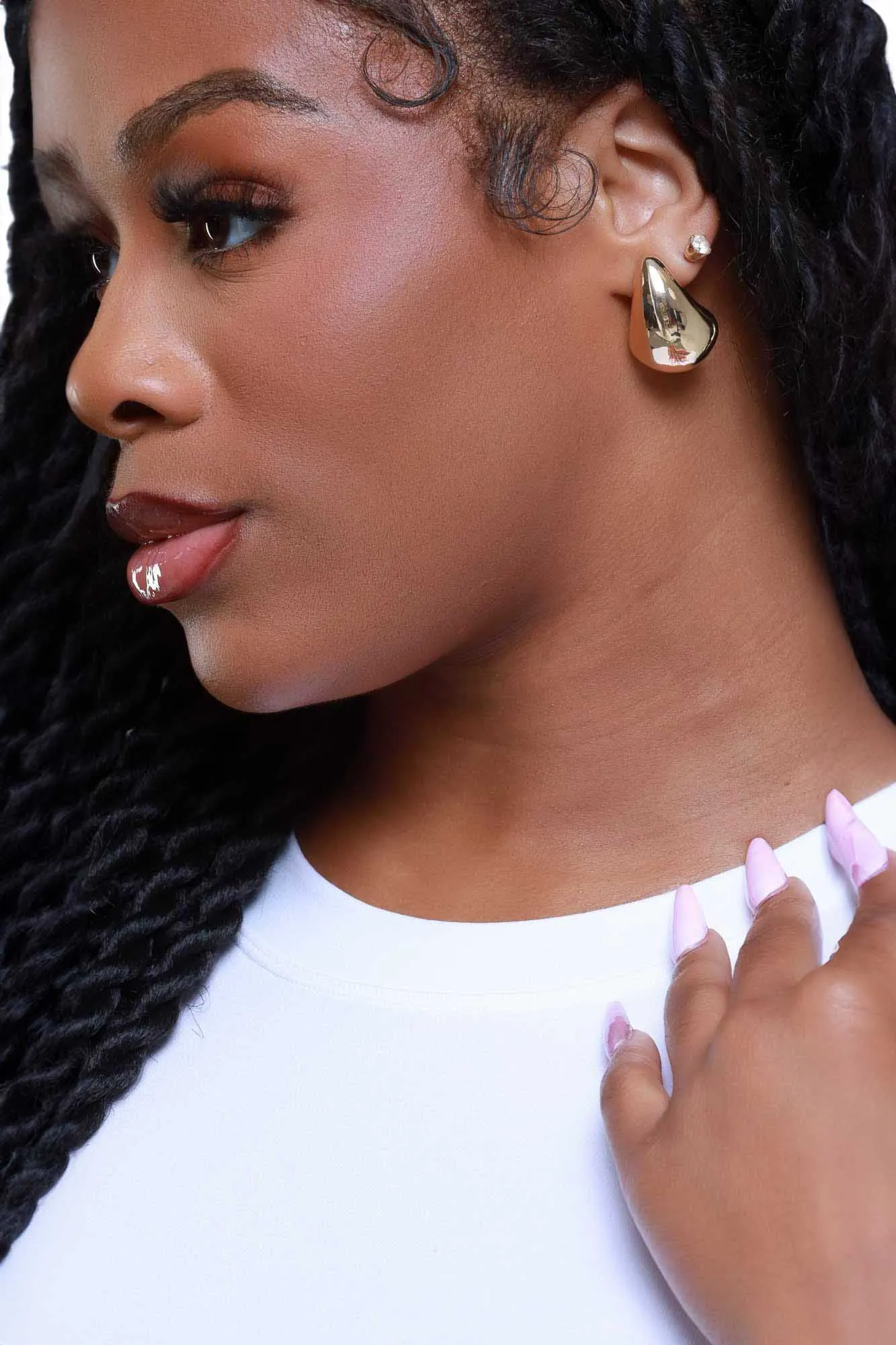 All Smiles Oversized Teardrop Hoop Earrings - Gold