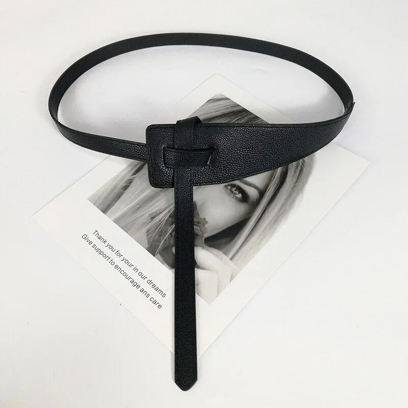 Designer Belts for Women High Quality Knot Soft Pu Leather Long Cummerbunds Wide Coat Ceinture Femme Dress Waistband Cintos