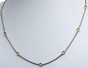 Kabis | 15" Oxidized Silver and Gold Necklace by Michaud Michaud